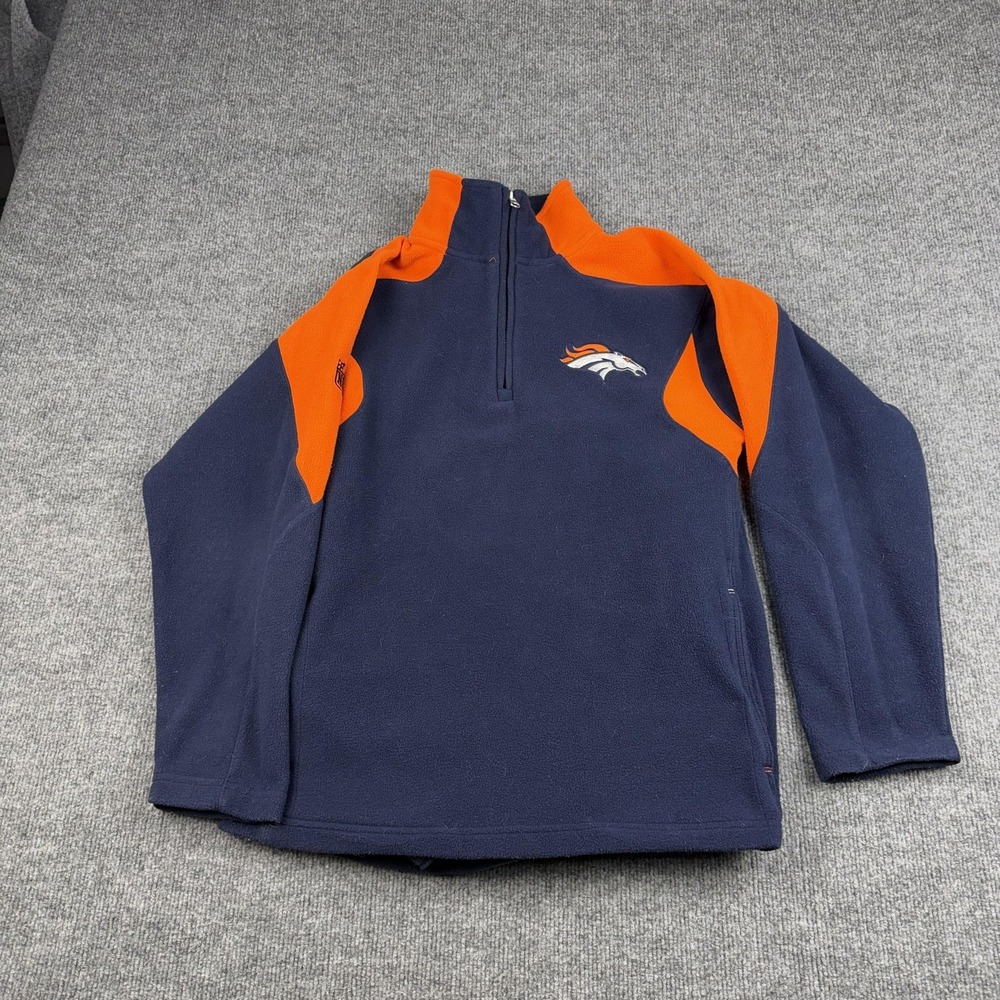 Denver Broncos Jacket Youth Large Blue NFL Football‎ Reebok Fleece Quarter Zip